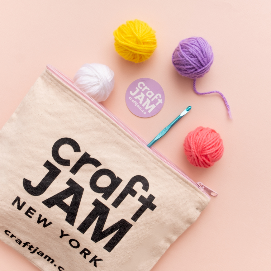 crochet kit with pastel yarn